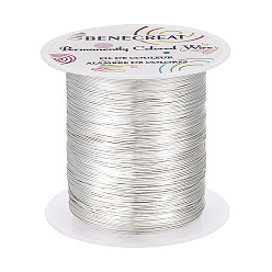 Argent 1 enrouler du fil de cuivre rond, pour la fabrication de bijoux, argenterie, Jauge 24, 0.5mm, environ 262.47 pieds (80 m)/rouleau