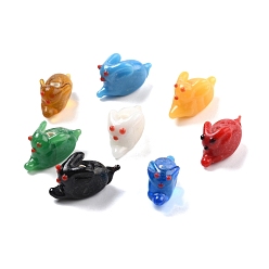 Gemischte Farbe Manuell Murano Glas Perlen, Kaninchen, Gemischte Farbe, 20~21x8~11x10~12 mm, Bohrung: 2 mm