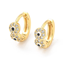 Weiß Ohrringe mit bösem Blick aus goldenem Messing, mit Emaille und klarem Zirkonia, weiß, 10.5x4.5 mm