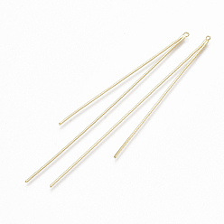 Настоящее золото 18K Латунные подвески с кисточками, реальный 18 k позолоченный, 107x2.5x1 мм, отверстие : 1.6 мм