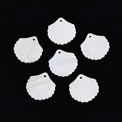 Морская Ракушка Резные подвески из натуральных пресноводных ракушек, подвески в форме ракушек, цвет морской раковины, 16~16.5x15.5~16x1.5~2 мм, отверстие : 1.2 мм