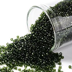 (940) Transparent Olivine TOHO Round Seed Beads, Japanese Seed Beads, (940) Transparent Olivine, 15/0, 1.5mm, Hole: 0.7mm, about 3000pcs/bottle, 10g/bottle