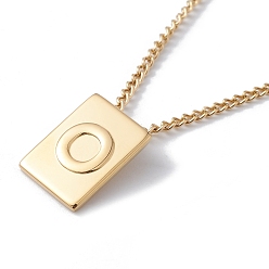 Letter O Ожерелье из нержавеющей стали с прямоугольным кулоном в виде заглавной буквы для мужчин и женщин, золотые, letter.o, 18.11~18.5 дюйм (46~47 см)