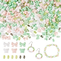 Green Mixed Styles Acrylic Beads, Peanut & Bowknot & Butterfly, Green, 6.5~7.5x4~10x3~5.5mm, Hole: 1.2~1.6mm