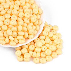 Светло-хаки Непрозрачная краска для выпечки стеклянный бисер, круглое отверстие, рондель, светлый хаки, 8~8.5x5 мм, отверстие : 1.2~1.4 мм, Около 865 шт / фунт