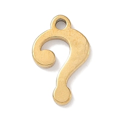 Золотой 304 прелести нержавеющей стали, лазерная резка, вопросительный знак очарование, золотые, 10x6.5x1 мм, отверстие : 1 мм