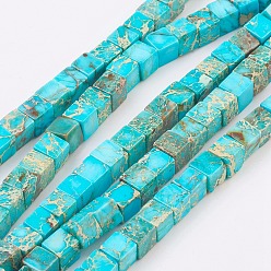 Имперская яшма Натуральные имперские нитки из бисера яшмы, окрашенные, кубические, 4~4.5x4~4.5x4~4.5 мм, отверстие : 1 мм, около 99 шт / нитка, 15.7 дюйм.