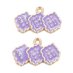 Lilac Alloy Enamel Pendants, Light Gold, Cookies, Lilac, 12x20.5x1.5mm, Hole: 1.5mm