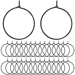 Electrophoresis Black 50шт 316л хирургическая нержавеющая сталь серьги-кольца фурнитура, кольца для бокалов вина, электрофорез черный, 21x0.7 мм, 21 датчик