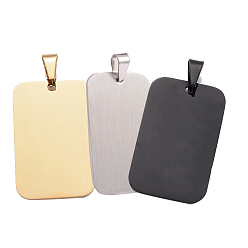 Mixed Color Rectangle Tag Pendants, 201 Stainless Steel Pendants, Mixed Color, 40x25x1.5mm, Hole: 4~5.5x8.5~10mm