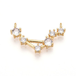 Весы Латунные микро проложить кубического циркония подвески, обереги двенадцати созвездий, долговечный, без никеля , реальный 18 k позолоченный, Весы, 13.5x23x3 мм, отверстие : 1.2 мм