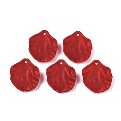 Dark Red Rubberized Style Opaque Acrylic Pendants, Leaf, Dark Red, 30.7x26.5x6.9mm, Hole: 1.8mm
