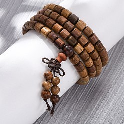 Верблюжий Деревянные круглые бусины браслеты обертывания, эластичные браслеты для мужчин и женщин, колонка, верблюжие, 26-3/8 дюйм (67 см)