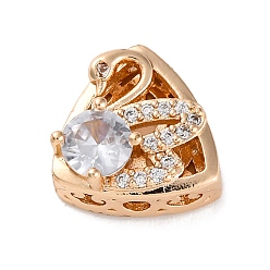 Золотой Стойки обшивки латунь микро проложить кубического циркония бусы, со стеклом, долговечный, без свинца и без кадмия, треугольные, золотые, 12x12x7 мм, отверстие : 1.6 мм