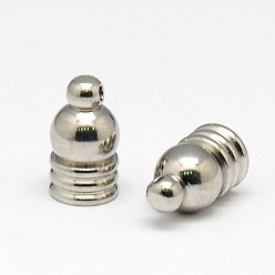 Stainless Steel Color Tarnish Resistant 201 Stainless Steel Cord Ends, Stainless Steel Color, 12x7mm, Hole: 1mm, Inner Diameter: 5mm