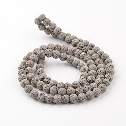 Gray Synthetic Lava Rock Round Beads Strands, Dyed, Gray, 8mm, Hole: 1mm, about 50pcs/strand, 15.7 inch