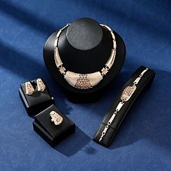 Золотой Ожерелья с подвесками из сплава трапециевидной формы, серьги-гвоздики, браслеты и комплекты колец, золотые, 430мм и 217мм и 28x19мм