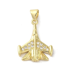 Настоящее золото 18K Стойка металлическая латунная микропрофилированная кубическая циркония подвески, самолет, долговечный, без кадмия и без свинца, реальный 18 k позолоченный, 21.5x16.5x4 мм, отверстие : 4x3 мм