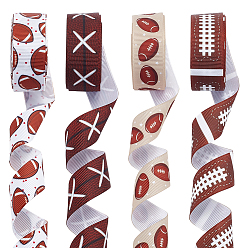 Mixed Shapes 20 ярды 4 цвета полиэстеровая репсовая лента спортивная тема, односторонняя лента с принтом, плоский, разнообразные, 7/8 дюйм (22 мм), 5 ярды / цвет