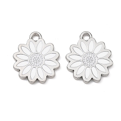 Белый Подвески из эмали и сплава, , стойки покрытие, платина, белые, 15x13x1.4 мм, отверстие : 1.6 мм