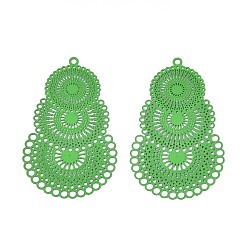 Зеленый лайм 430 подвеска из нержавеющей стали, окрашенная распылением, слеза, зеленый лайм, 40x24.5x0.3 мм, отверстие : 1.2 мм