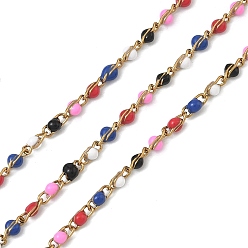 Разноцветный 304 цепи из эмалированной нержавеющей стали, с катушкой, пайки, золотые, ионное покрытие (ip), красочный, 5x2x2~3 мм