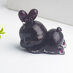 Гранат Украшение для дисплея кролика из смолы, с натуральной гранатовой крошкой внутри статуэток для украшения домашнего офиса, 47x44x29 мм