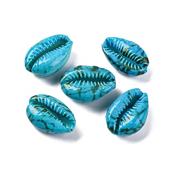 Темно-бирюзовый Бусины из ракушек каури, окрашенные распылением и вытяжные, нет отверстий / незавершенного, темные бирюзовый, 18.5~23x12.5~16.5x7~8 мм