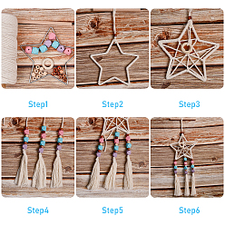 Mixed Color PandaHall Elite 171 Piece Wood Home Decoration Making Kits, Including Polygon & Round Beads, Round Linking Rings & Stick, Mixed Color