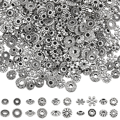 Античное Серебро 400 шт 10 стиль бусины-распорки сплава тибетского стиля, античное серебро, 6~8x6~8x1.5~4 мм, отверстие : 1~2 мм, 40 шт / стиль