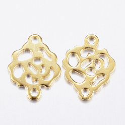 Golden 304 Stainless Steel Links connectors, Flower, Golden, 14x11x1mm, Hole: 1.2mm