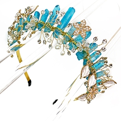 Другие Кварцы Натуральные гальванизированные хрустальные ободки для волос, короны для волос для женщин и девочек, 200x160 мм