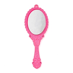 Темно-Розовый Стеклянные подвески, с фурнитурой из сплава с напылением, Моррор, темно-розовыми, 73.5x26.5x3 мм, отверстие : 1.8 мм