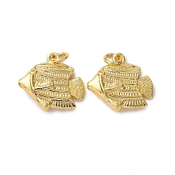 Fish Латунные подвески, с целью перехода в кольце, стойки покрытие, долговечный, без свинца и без кадмия, реальный 18 k позолоченный, рыба, 17x18x4.5 мм, отверстие : 3.5 мм