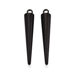 Черный Цвет Металла 304 подвески из нержавеющей стали, подвески в виде конусов с шипами, металлический черный , 28x5 мм, отверстие : 1.7 мм