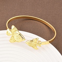 Fish Браслеты-манжеты из латуни с морскими организмами для женщин, реальный 18 k позолоченный, рыба, внутренний диаметр: 2-1/2 дюйм (6.45 см)