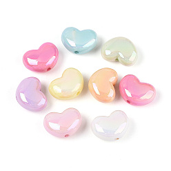 (52) Непрозрачная лаванда Светящееся УФ-покрытие непрозрачных акриловых бусин, радужный, сердце, светится в темноте, разноцветные, 16x21x10.5 мм, отверстие : 2.2 мм