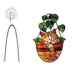 Оранжевый Акриловый кулон украшение, с железной цепью и крюком, оранжевые, 203x138 мм