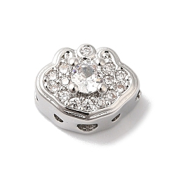 Платина Латунные микропаве из прозрачного кубического циркония, без кадмия, без никеля и без свинца, Замок долговечности, платина, 8x10x6 мм, отверстие : 1.6 мм