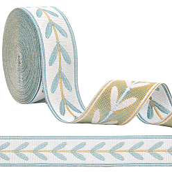 Аква Винтажная жаккардовая лента из полиэстера, лист, плетеная лента с вышивкой, вода, 1-1/8 дюйм (30 мм), около 10.94 ярдов (10 м) / рулон