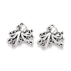 Античное Серебро Сплавочные подвески тибетского стиля, прелести осьминога, без кадмия и без свинца, античное серебро, 20x20x3 мм, отверстие : 1.8 мм