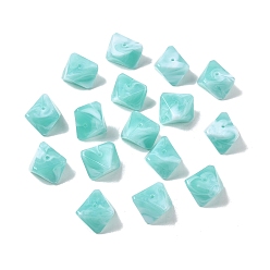 Бирюза Непрозрачные акриловые бусины, имитация драгоценных камней, самородки, два тона, граненые, бирюзовые, 11.5x19.5x21.5 мм, отверстие : 1.8 мм, 179 шт / 500 г