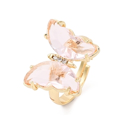 чертополох Регулируемые латунные пальцевые кольца, с четким кубического циркония, бабочка, золотые, чертополох, Размер 7, внутренний диаметр: 17 мм