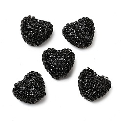 Черный Сверкающие акриловые бусины в форме сердца с украшением из страз, для самодельных украшений и украшений для ручек, чёрные, 17~17.5x20.5x11.5 мм, отверстие : 2.5 мм