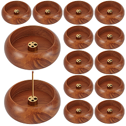 Коричневый 12шт. деревянный держатель для курильницы, домашний офис чайхана дзен буддийские принадлежности, коричневые, 58x22 мм
