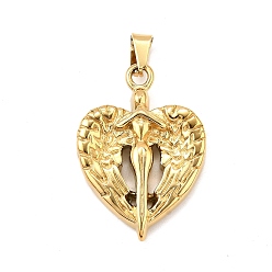 Настоящее золото 18K Богиня с крылом 304 подвески из нержавеющей стали, ионное покрытие (ip), реальный 18 k позолоченный, 33x23.5x5.5 мм, отверстие : 7x3 мм