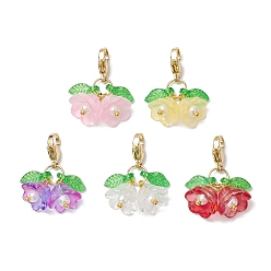 Золотой Подвесные украшения из акрила и стекла «Ландыш», Подвеска-застежка-когти омара для украшения сумки, золотые, 27 мм