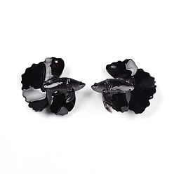 Черный Акриловые подвески, 3 d распечатано, золотая рыбка, чёрные, 34.5~35x36~37.5x12.5~16.5 мм, отверстие : 1.5~1.6 мм