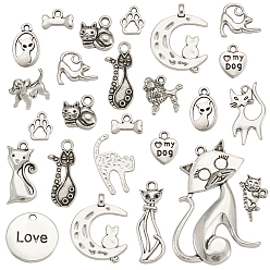 Античное Серебро Подвески в тибетском стиле , кошачья тема, разноцветные, 46x30x5 мм