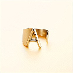 Letter A 304 из нержавеющей стали манжеты кольца, золотые, буква a, 16 мм, внутренний диаметр: 18 мм